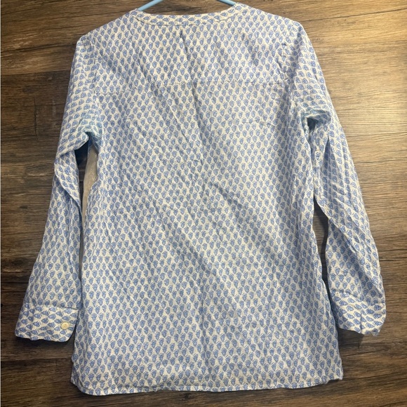 J. Crew Blue Relaxed Mandarin Collar Tunic Blouse - Picture 2 of 5